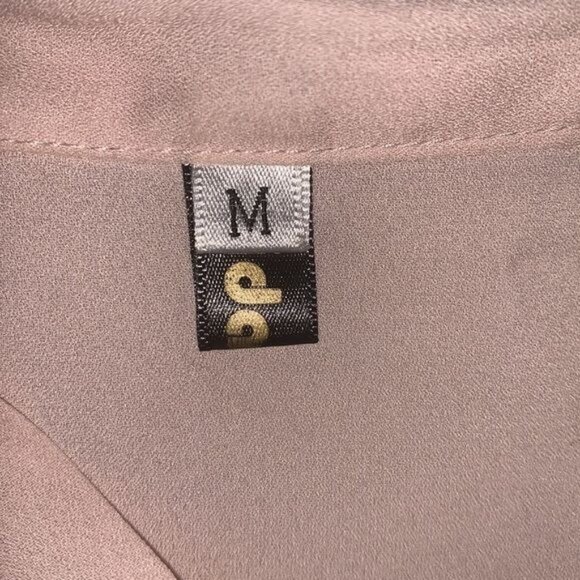 Yidarton Womens Blush Pink Long Sleeve Tie Neck Blouse Polyester M - Picture 3 of 8